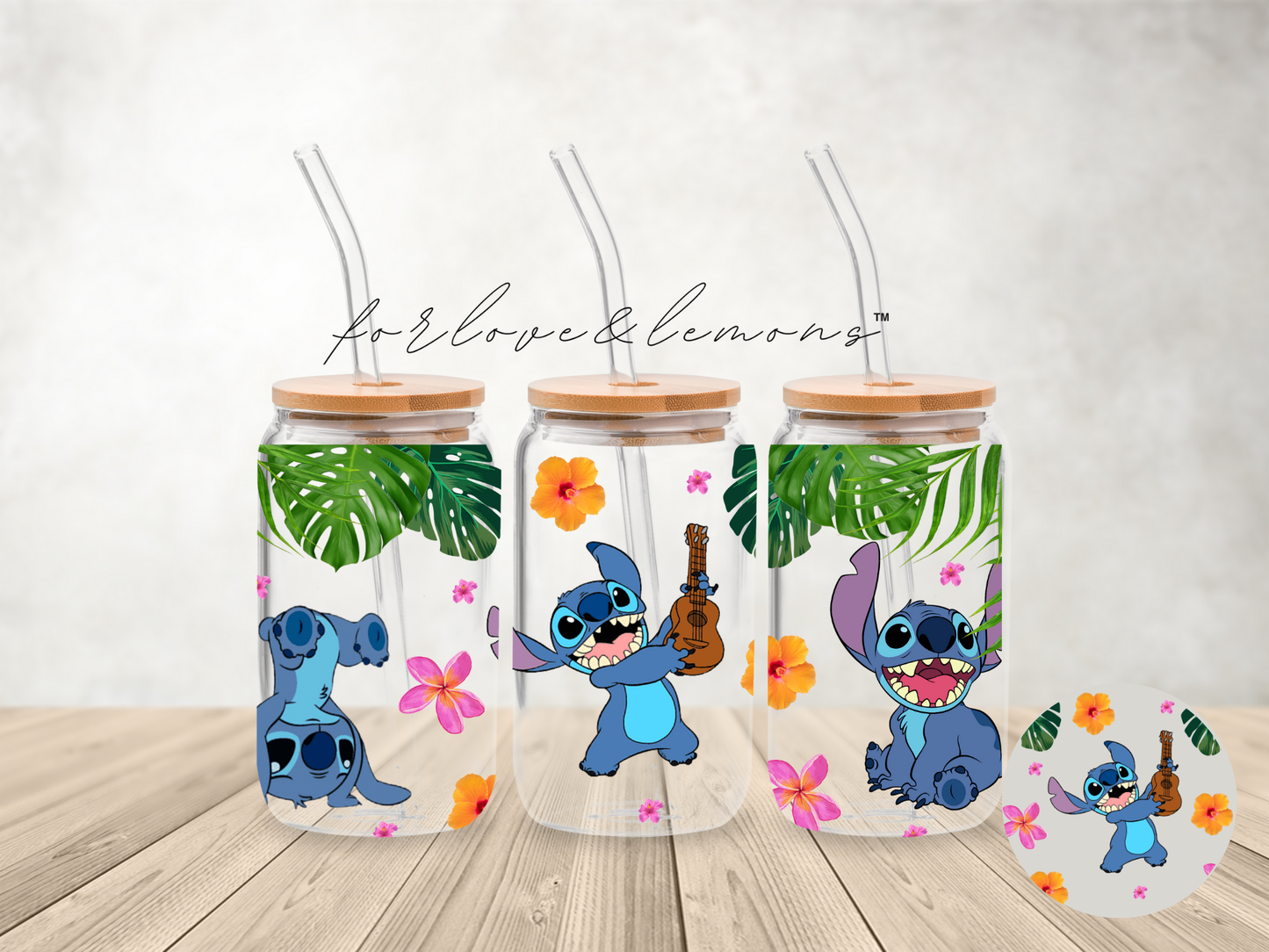Lilo Stitch Glass Can 16oz