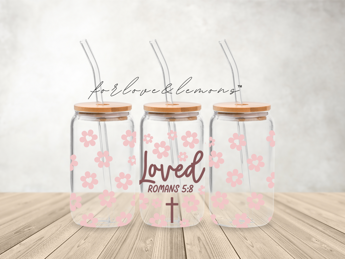 Romans 5:8 Glass Can 16oz
