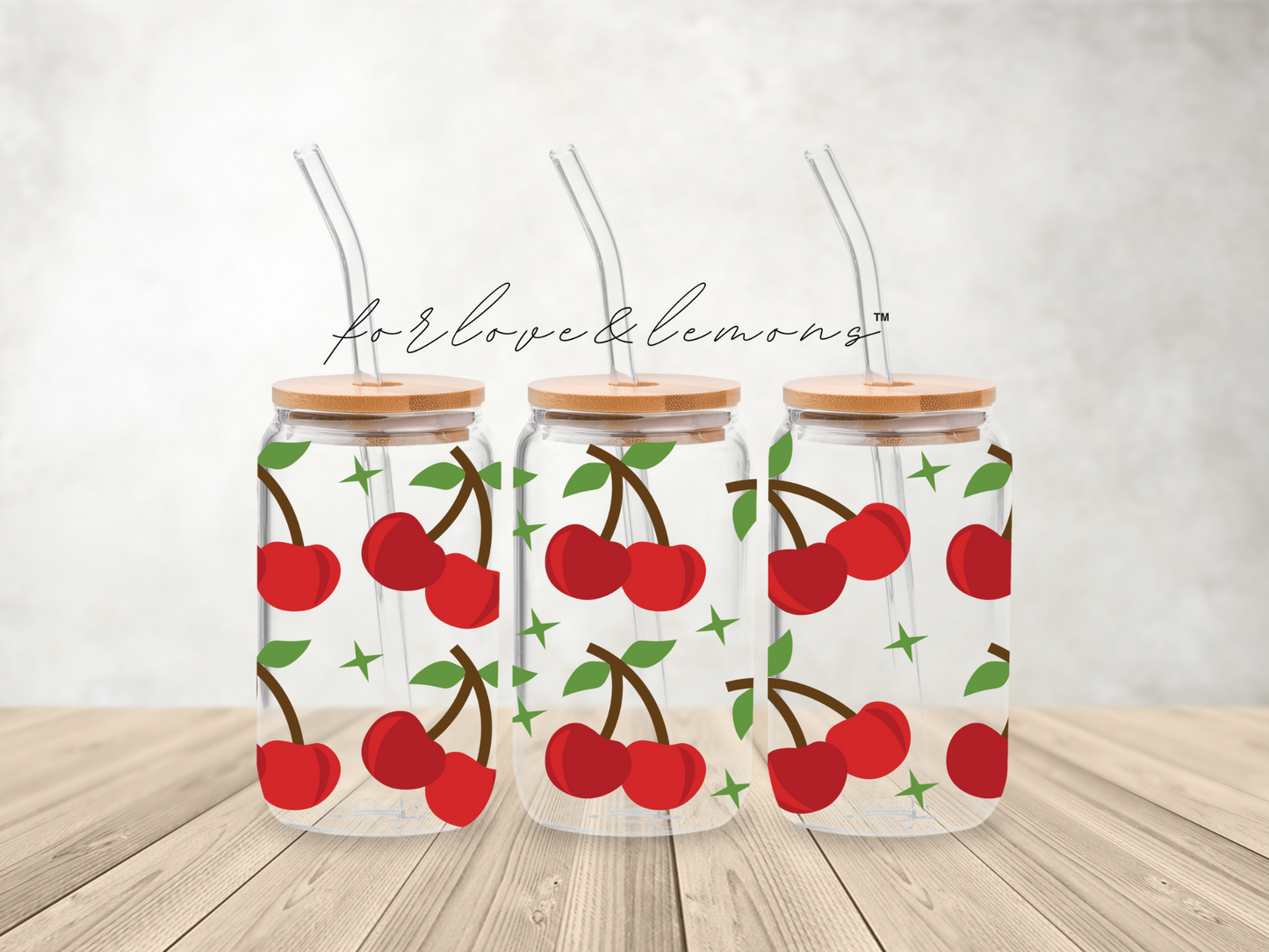 Cherry Valentine Glass Can 16oz