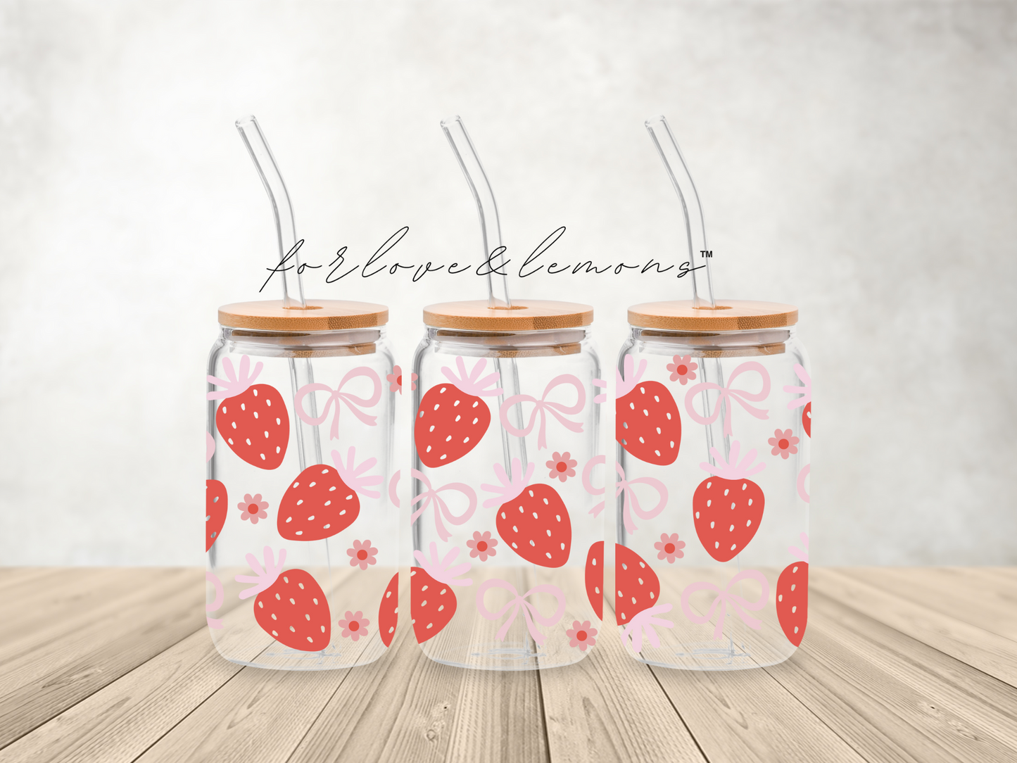Strawberry Glass Can 16oz