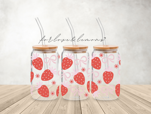 Strawberry Glass Can 16oz