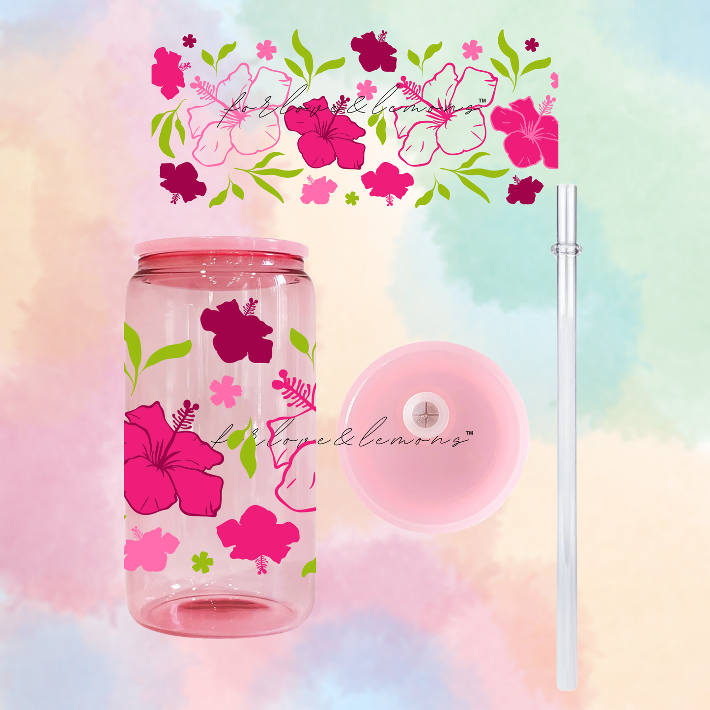 Hibiscus Jelly Glass Can 16oz