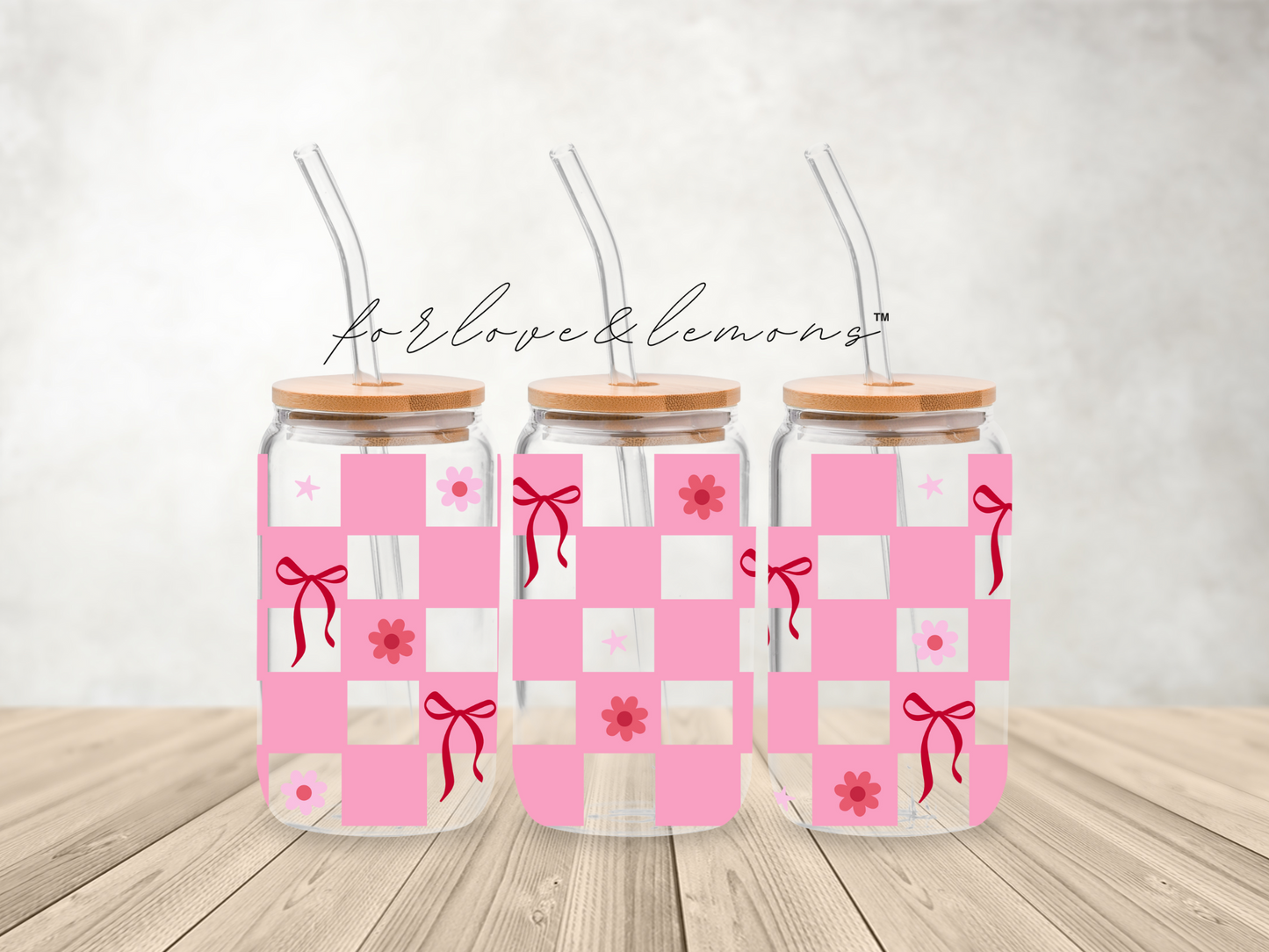 Bow Plaid Glass Can 16oz