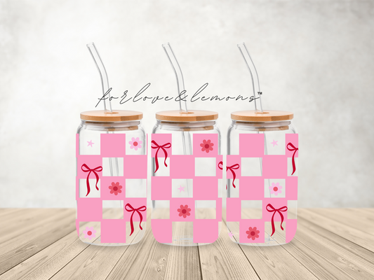 Bow Plaid Glass Can 16oz