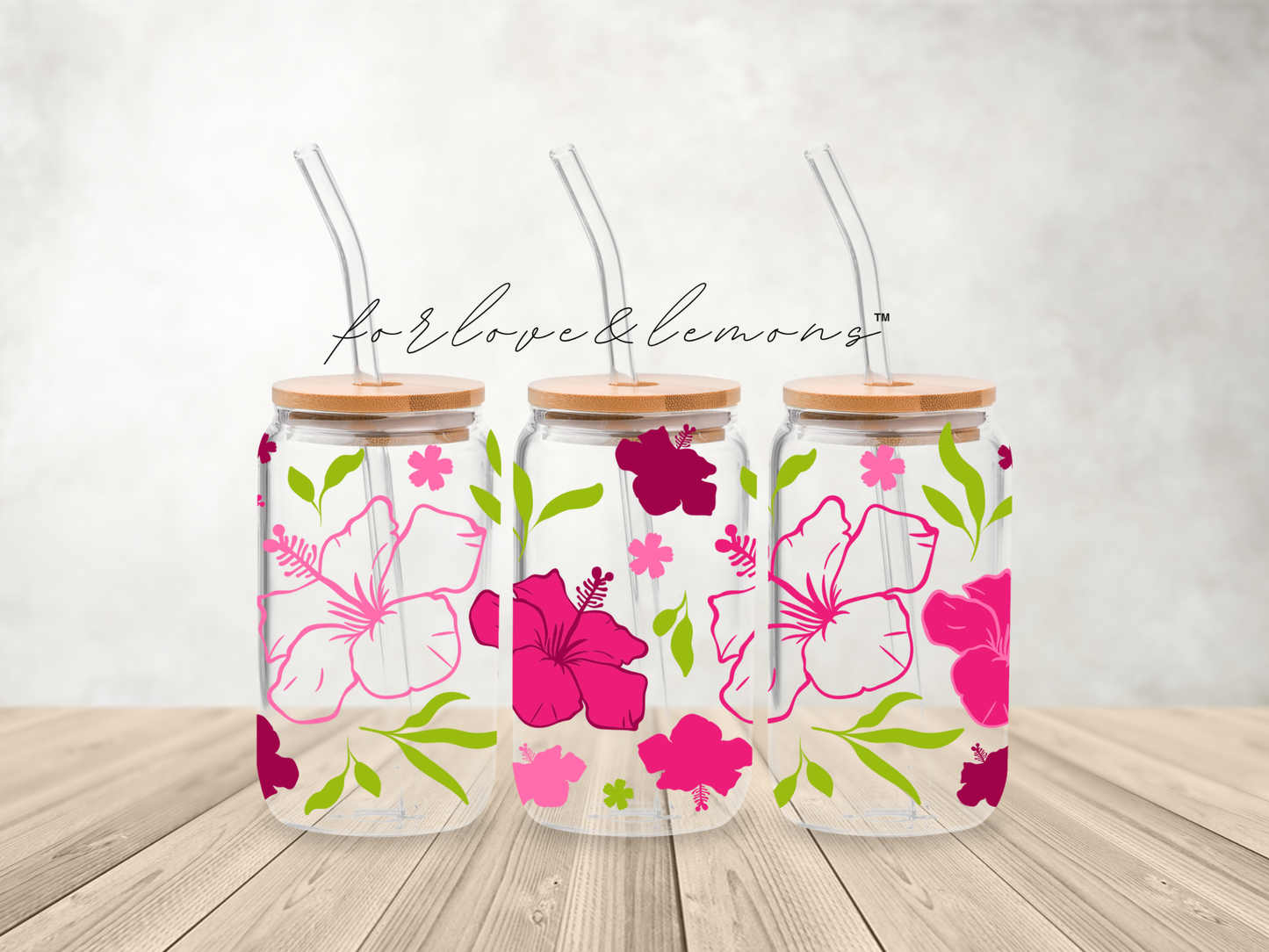 Hibiscus Glass Can 16oz