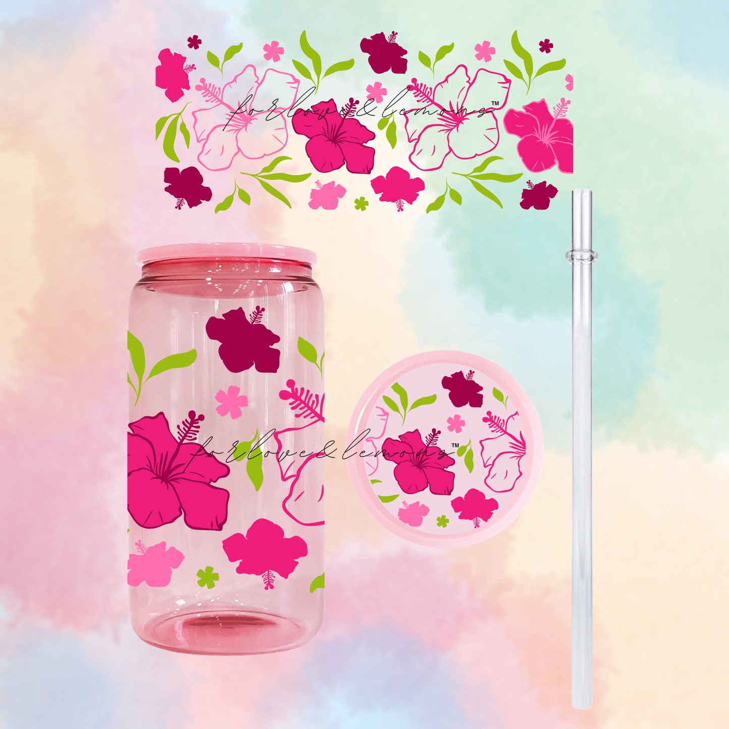 Hibiscus Jelly Glass Can 16oz