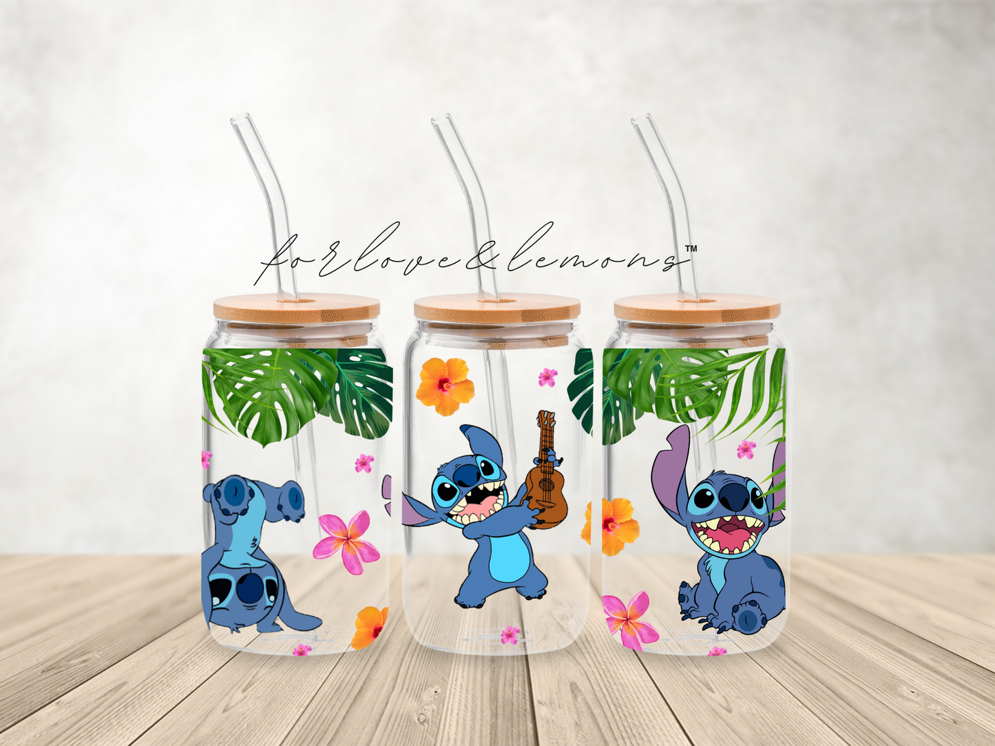 Lilo Stitch Glass Can 16oz