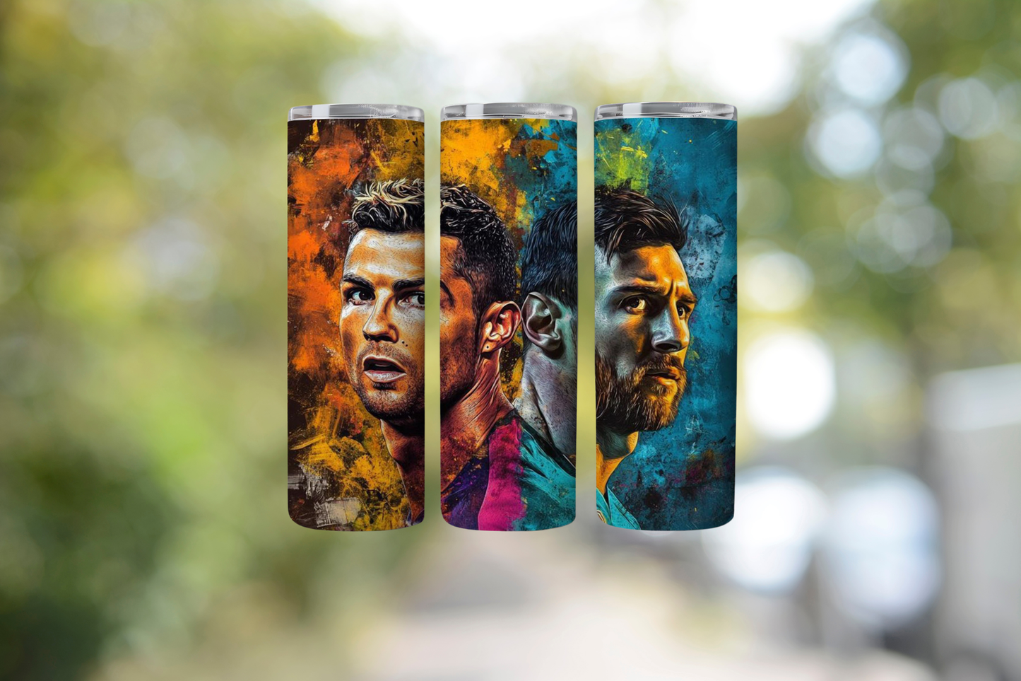 Premiere League Football Christian’s & Messi Paint Tumbler