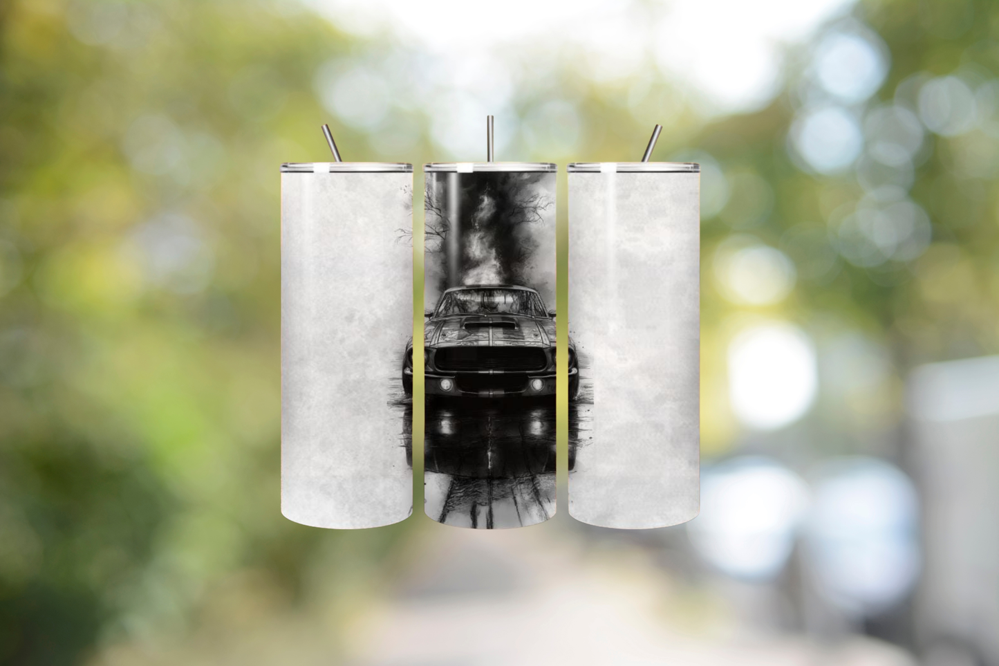 Black & White Car Racing Tumbler