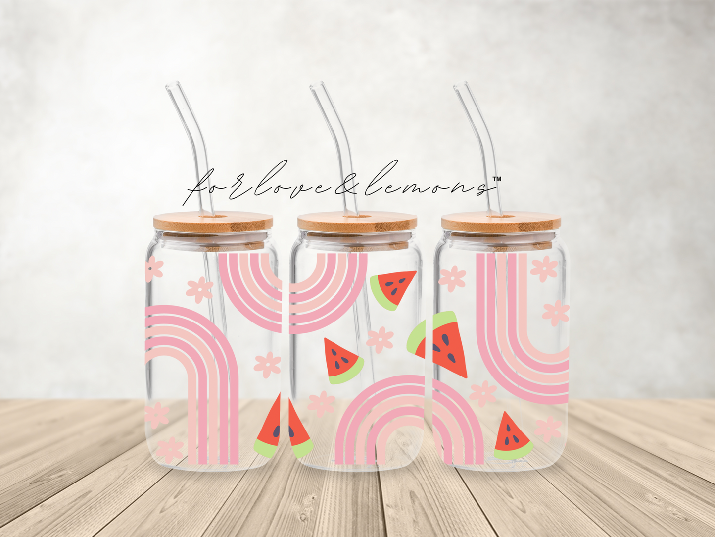 Watermelon Rainbow Glass Can 16oz