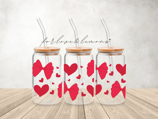 Red Bow Glass Can 16oz