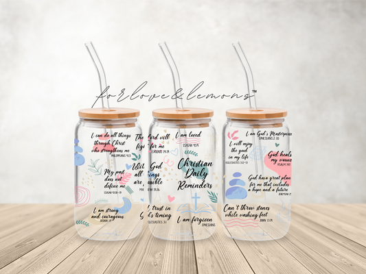 Christian Daily Reminders Glass Can 16oz