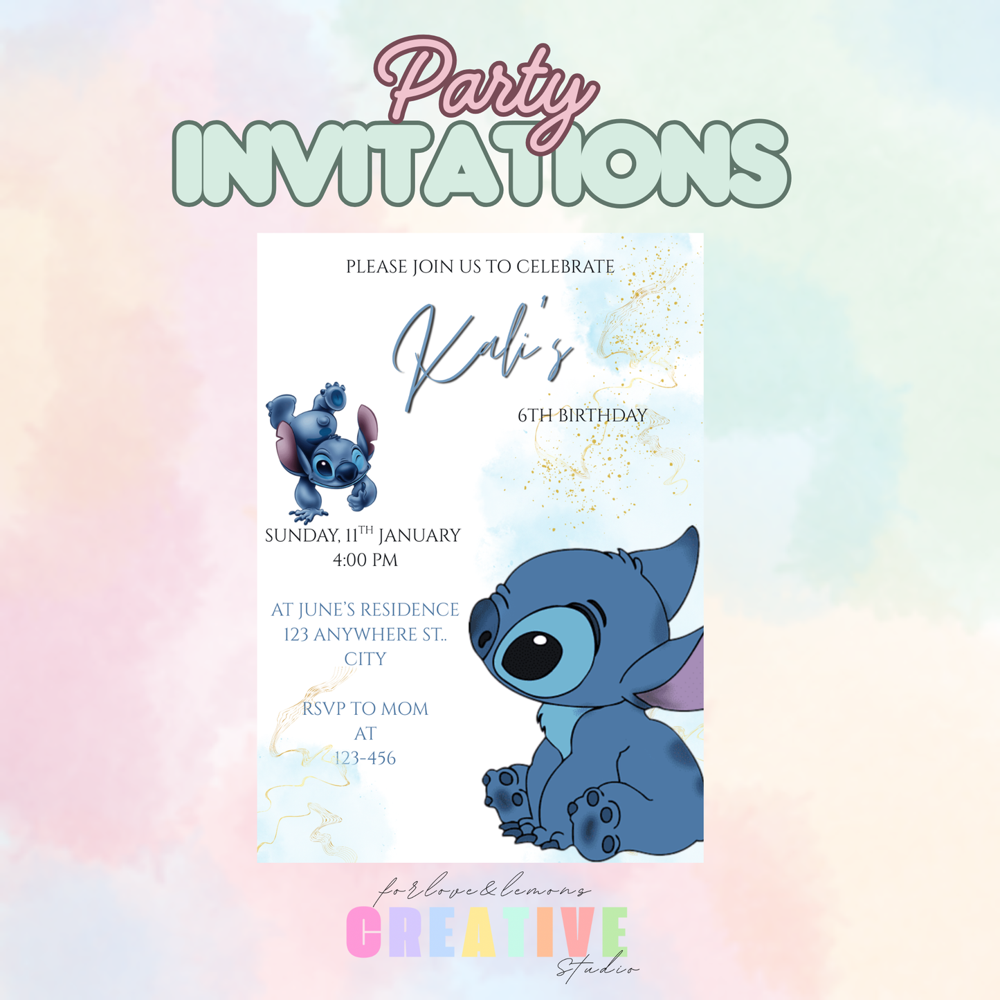 Printed Customizable Party Invitations