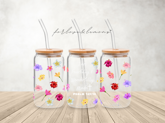 I Am Fearfully Made Glass Can 16 oz